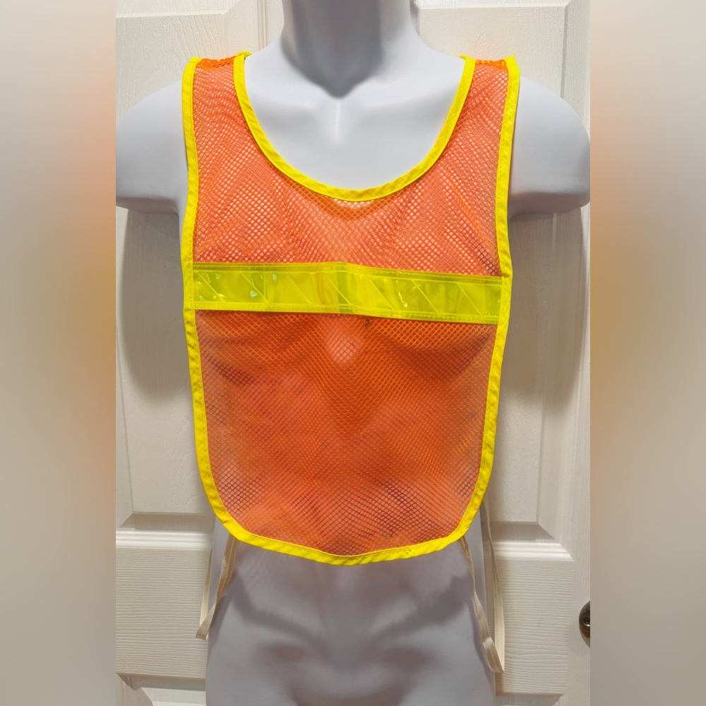 Unisex Orange Mesh Safety Vest with Yellow Trim